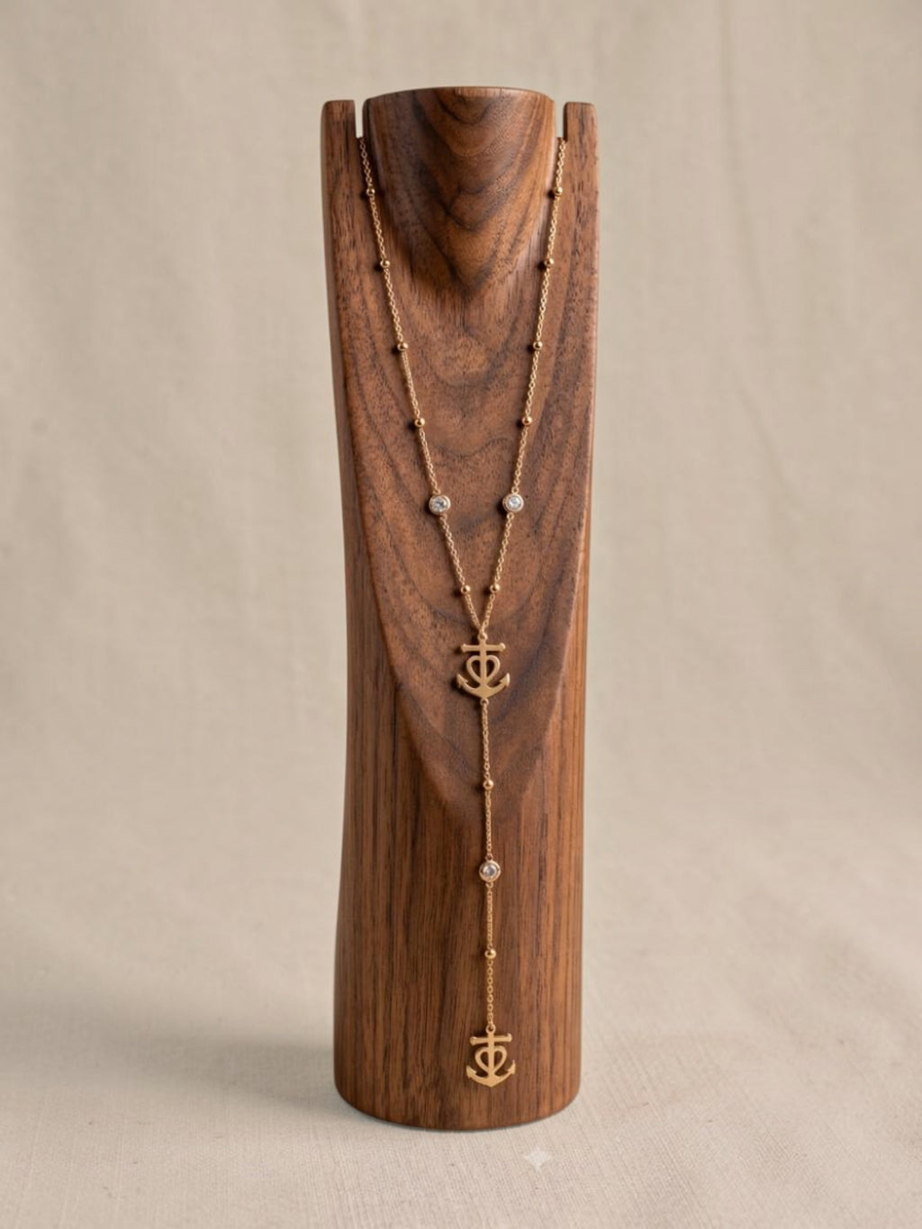 Collier Style Chapelet Croix De Camargue Cristal Strass