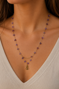 Collier Double Chaîne Perles et Croix de Camargue